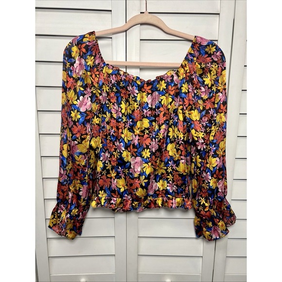 Skies Are Blue Floral Balloon Sleeve Ruffle Top Women's Size Large NWT - Picture 12 of 12
